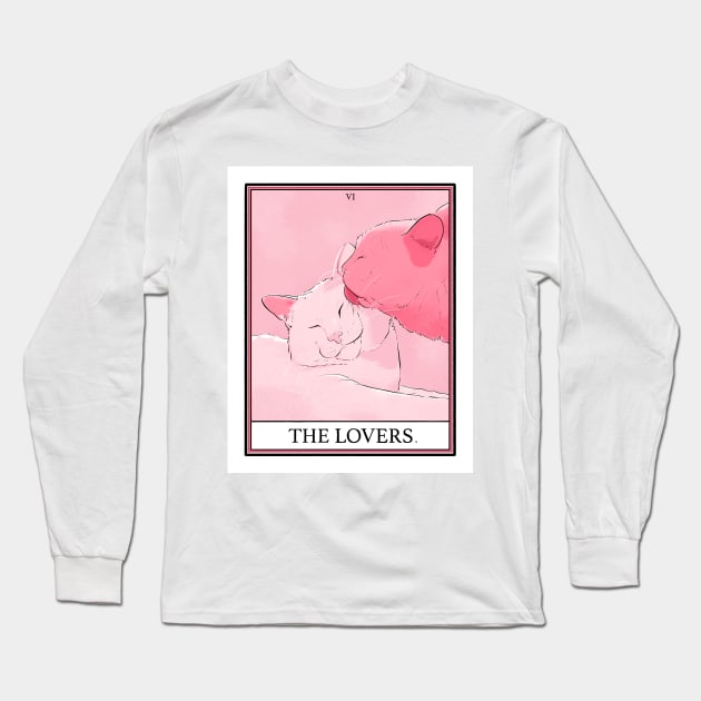 Lovers Cat Tarot Long Sleeve T-Shirt by B McCormick ART